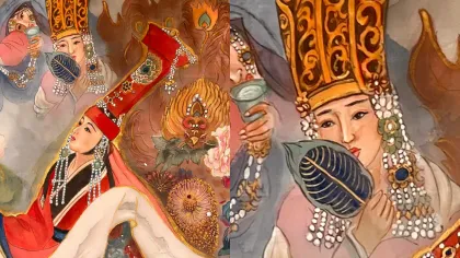 Chabi, Nambui — silk portrait by Xiang Li