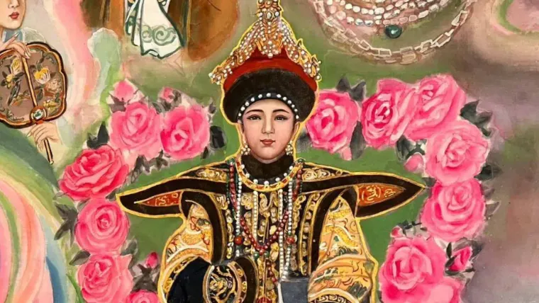 Consort Donggo — silk portrait by Xiang Li