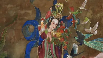 Du Lingyang (Empress Chengong) — silk portrait by Xiang Li