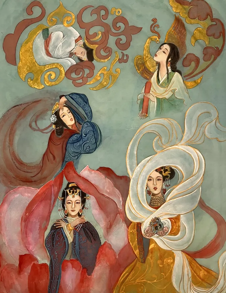 The Three Kingdoms (Eastern Wu) Empresses — silk portrait by Xiang Li