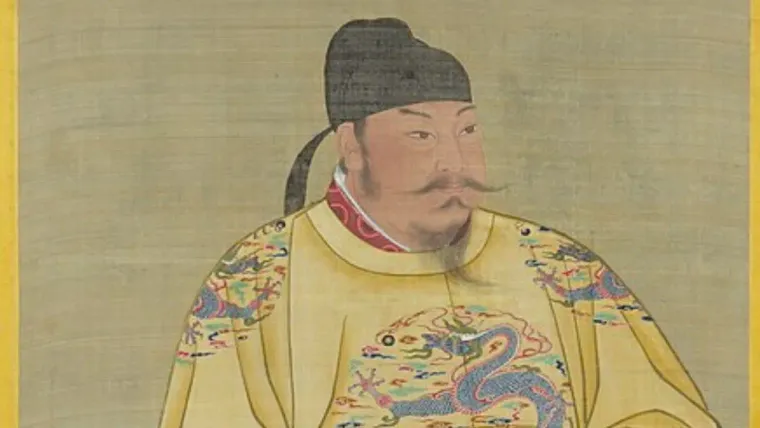 Emperor Taizong of Tang — silk portrait by Xiang Li