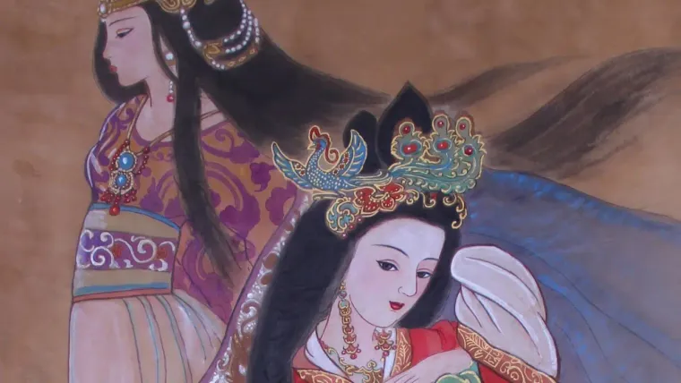 Empress Bo and Empress Wang Zhi — silk portrait by Xiang Li