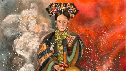 Empress Dowager Cixi — silk portrait by Xiang Li