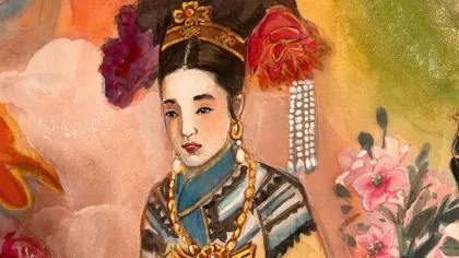 Empress Dowager Longyu — silk portrait by Xiang Li
