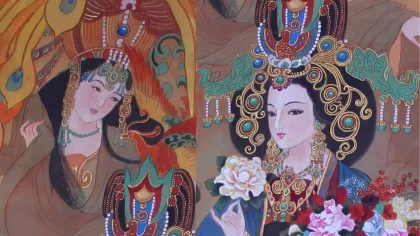 Empress Guanglie (Yin Lihua) and Guo Shengtong — silk portrait by Xiang Li