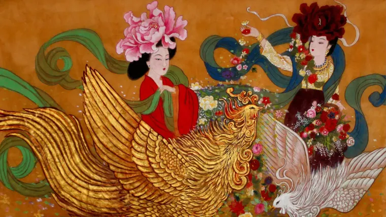 Empress Liu and Empress Dou — silk portrait by Xiang Li
