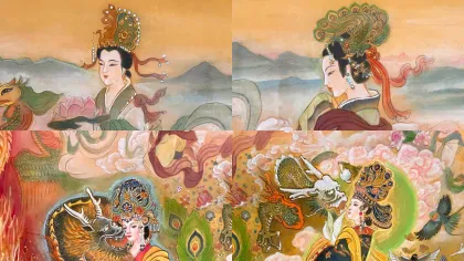 Empress Liu, Empress Guo, Princess Pan, Consort Li — silk portrait by Xiang Li