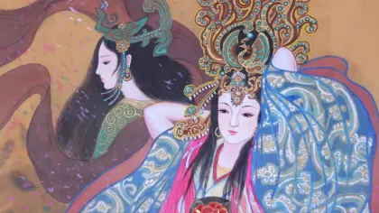 Empress Mao and Empress Guo (Cao Wei) — silk portrait by Xiang Li