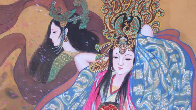 Empress Mao and Empress Guo (Cao Wei) — silk portrait by Xiang Li
