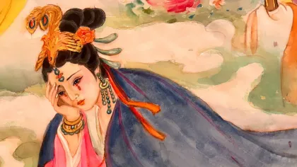 Empress Qian — silk portrait by Xiang Li