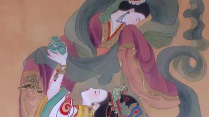 Empress Song and Empress Ling — silk portrait by Xiang Li