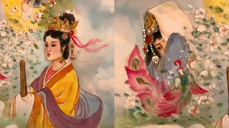 Empress Wang (Jingtai) and Empress Hang — silk portrait by Xiang Li