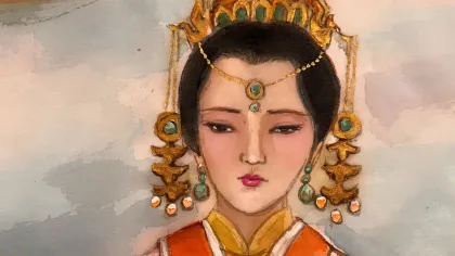 Empress Xia — silk portrait by Xiang Li