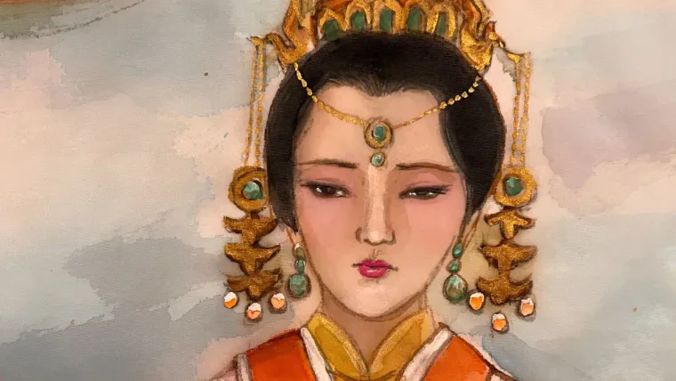 Empress Xia — silk portrait by Xiang Li