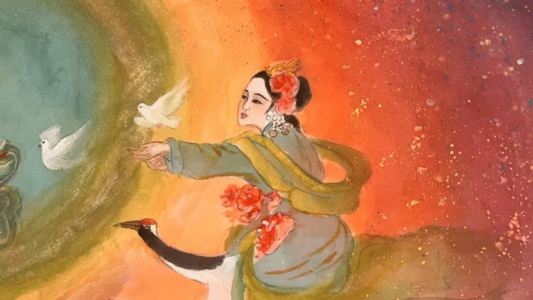 Empress Xiaoyiren — silk portrait by Xiang Li