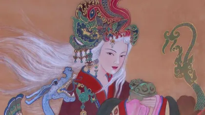 Empress Xiaoyuan — silk portrait by Xiang Li
