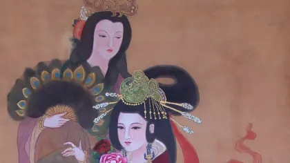 Empress Yin and Deng Sui (Empress Hexi) — silk portrait by Xiang Li