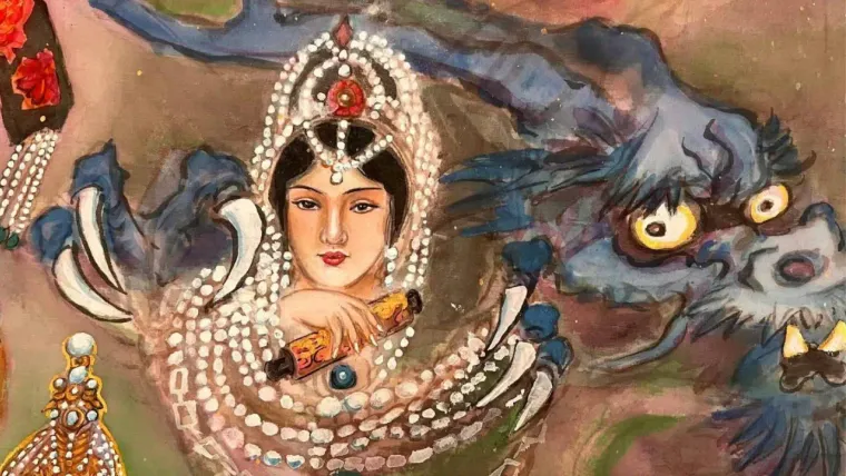 Erdeni Bumba — silk portrait by Xiang Li