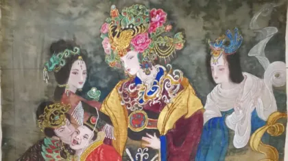 The Four Empresses of the Western Jin Dynasty — silk portrait by Xiang Li