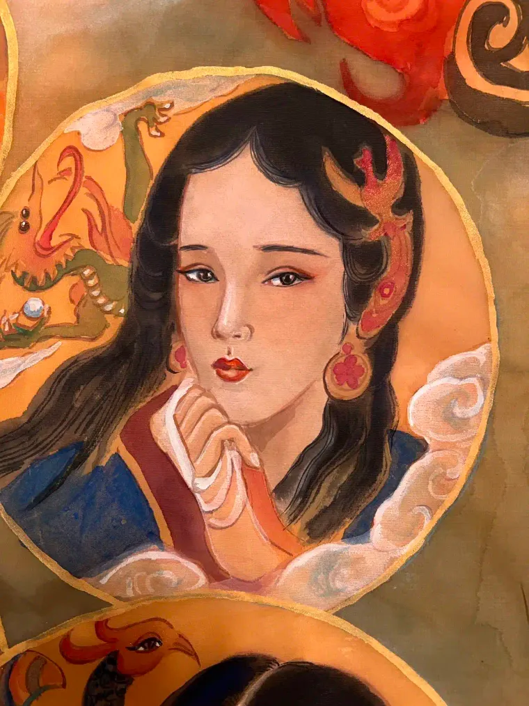 Zhu Lingyu — silk portrait by Xiang Li